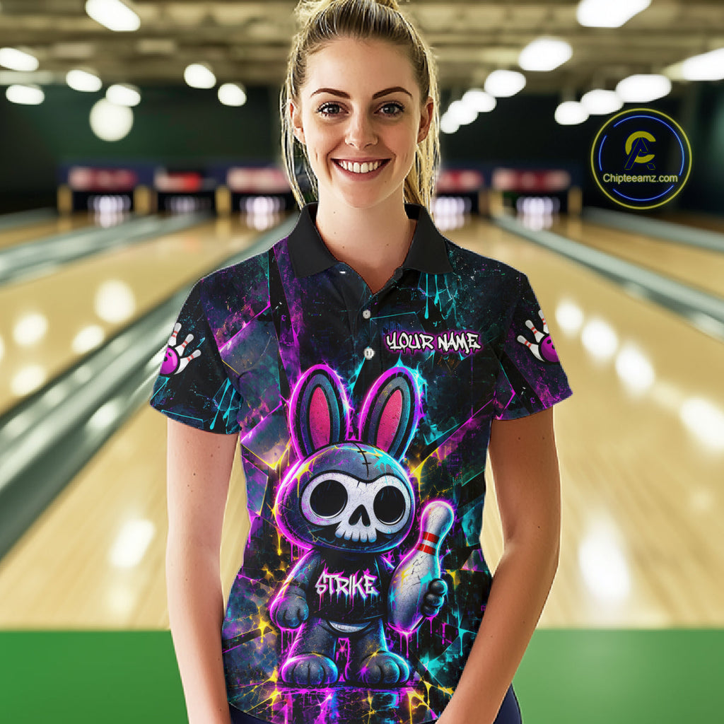 Custom Skull Bunny Bowling Shirt Gothic Bowling League Jersey