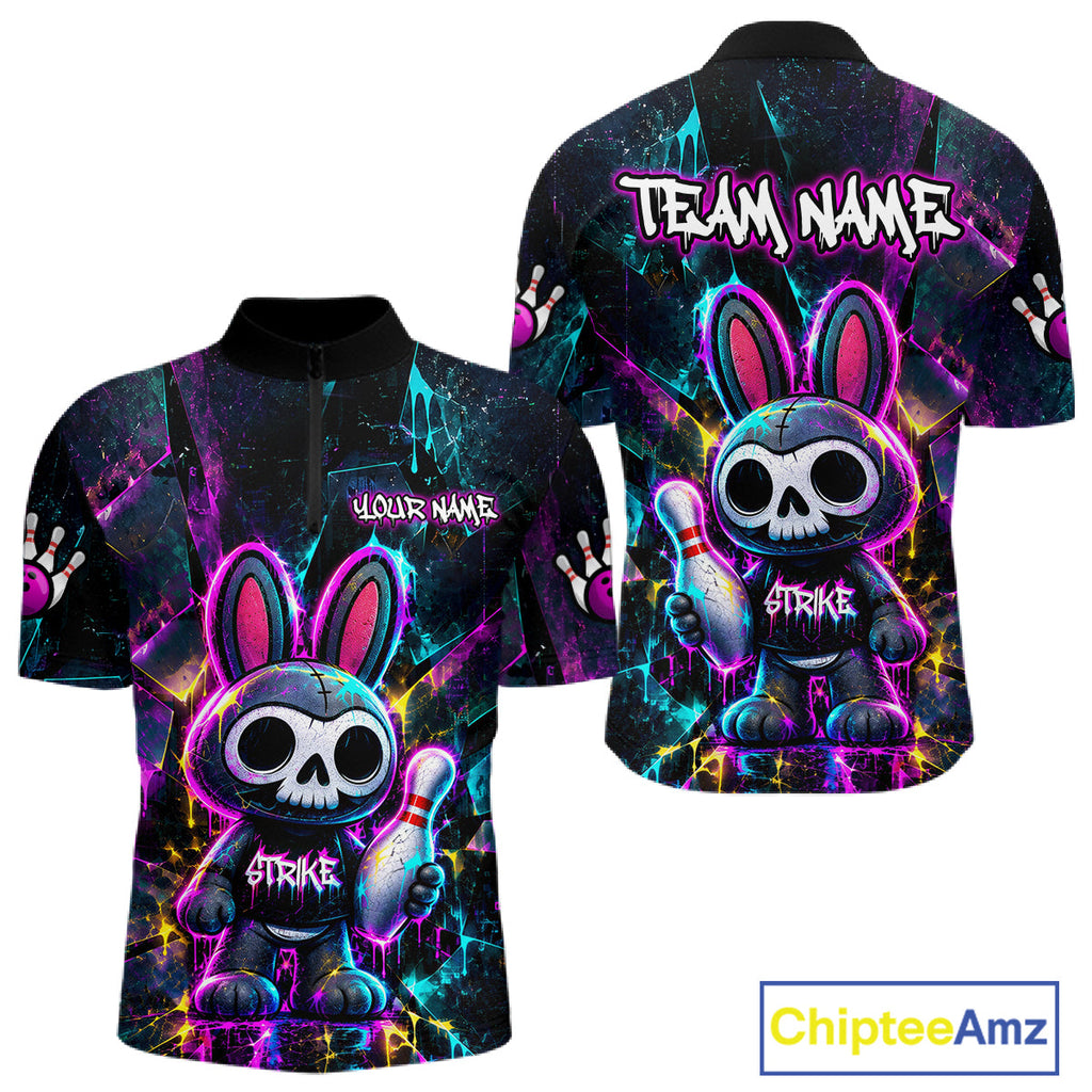 Custom Skull Bunny Bowling Shirt Gothic Bowling League Jersey