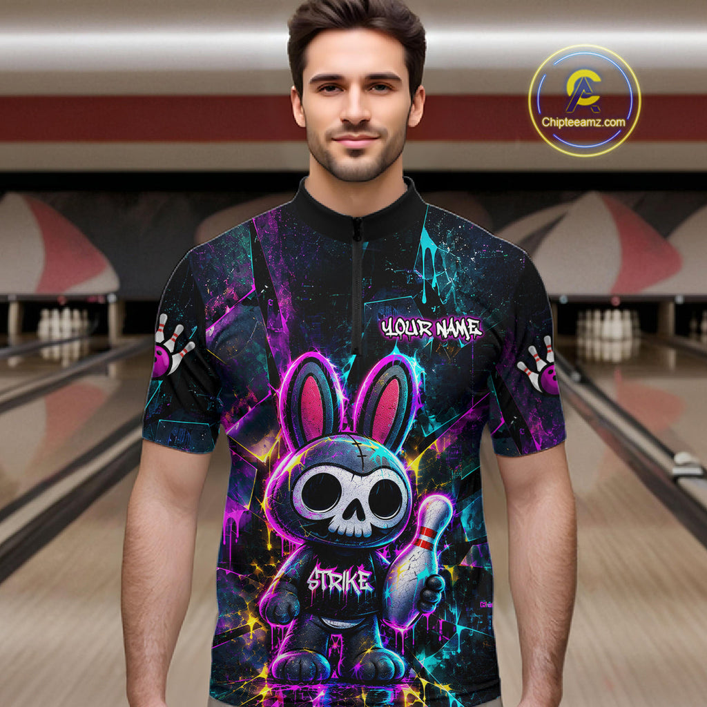 Custom Skull Bunny Bowling Shirt Gothic Bowling League Jersey