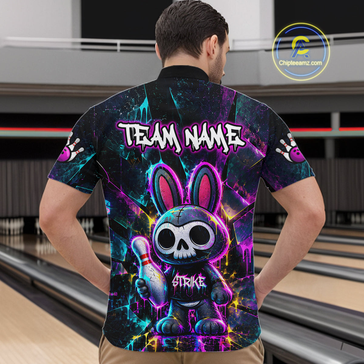 Custom Skull Bunny Bowling Shirt Gothic Bowling League Jersey