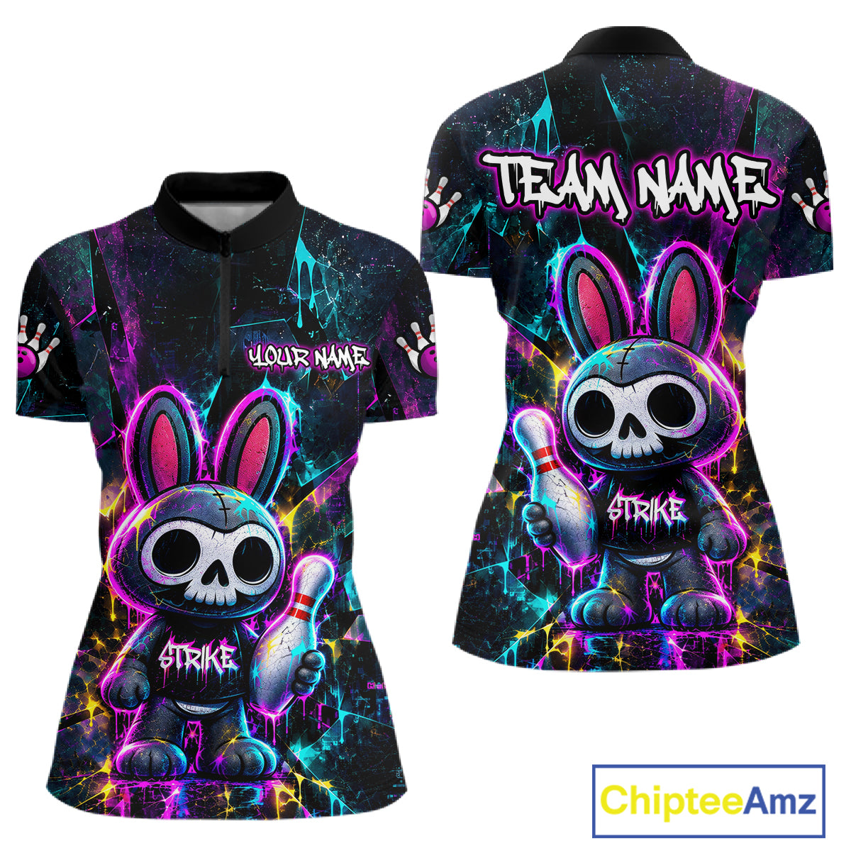 Custom Skull Bunny Bowling Shirt Gothic Bowling League Jersey