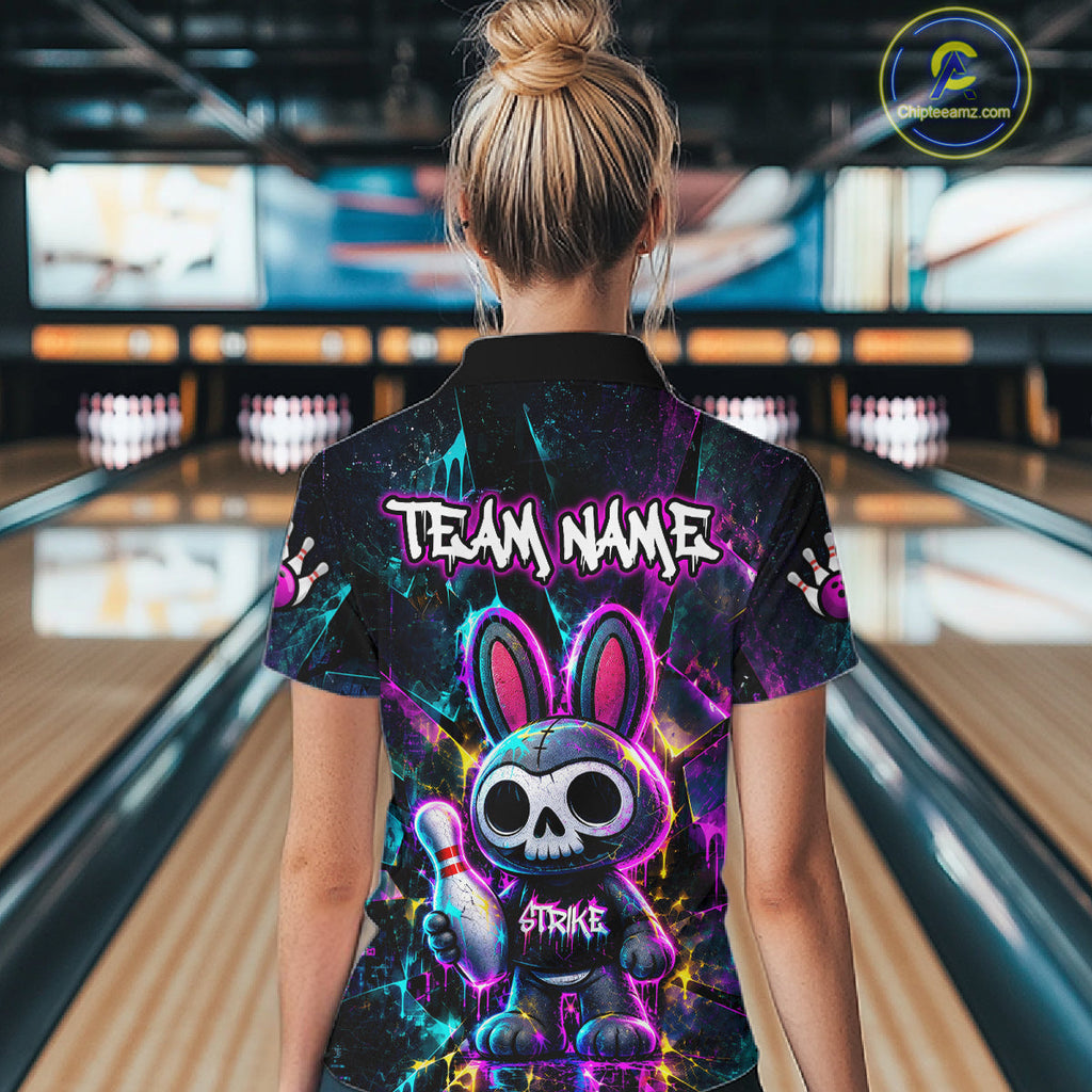 Custom Skull Bunny Bowling Shirt Gothic Bowling League Jersey