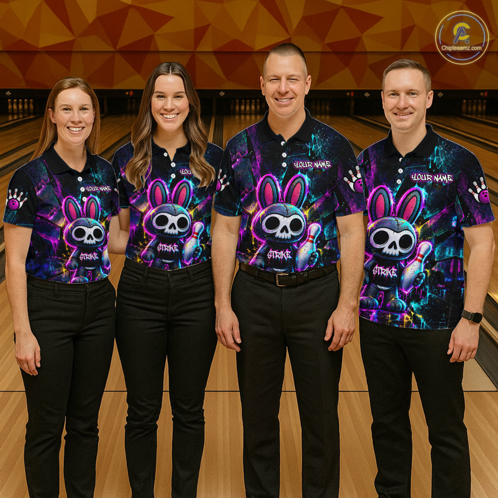 Custom Skull Bunny Bowling Shirt Gothic Bowling League Jersey