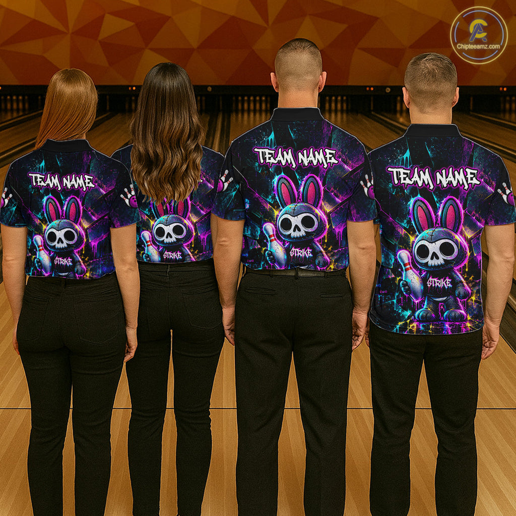Custom Skull Bunny Bowling Shirt Gothic Bowling League Jersey