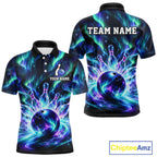 Custom Aurora Galaxy Bowling Shirt Northern Lights Bowling Team Jersey Polo & Quarter-Zip