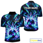 Custom Aurora Galaxy Bowling Shirt Northern Lights Bowling Team Jersey Polo & Quarter-Zip