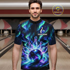 Custom Aurora Galaxy Bowling Shirt Northern Lights Bowling Team Jersey Polo & Quarter-Zip