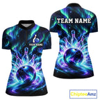 Custom Aurora Galaxy Bowling Shirt Northern Lights Bowling Team Jersey Polo & Quarter-Zip