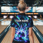 Custom Aurora Galaxy Bowling Shirt Northern Lights Bowling Team Jersey Polo & Quarter-Zip