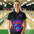 Custom Halloween Pumpkin Bowling Shirt Neon Glow Bowling Team Jersey Polo & Quarter-Zip