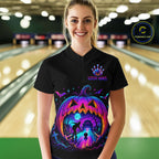 Custom Halloween Pumpkin Bowling Shirt Neon Glow Bowling Team Jersey Polo & Quarter-Zip
