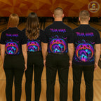Custom Halloween Pumpkin Bowling Shirt Neon Glow Bowling Team Jersey Polo & Quarter-Zip