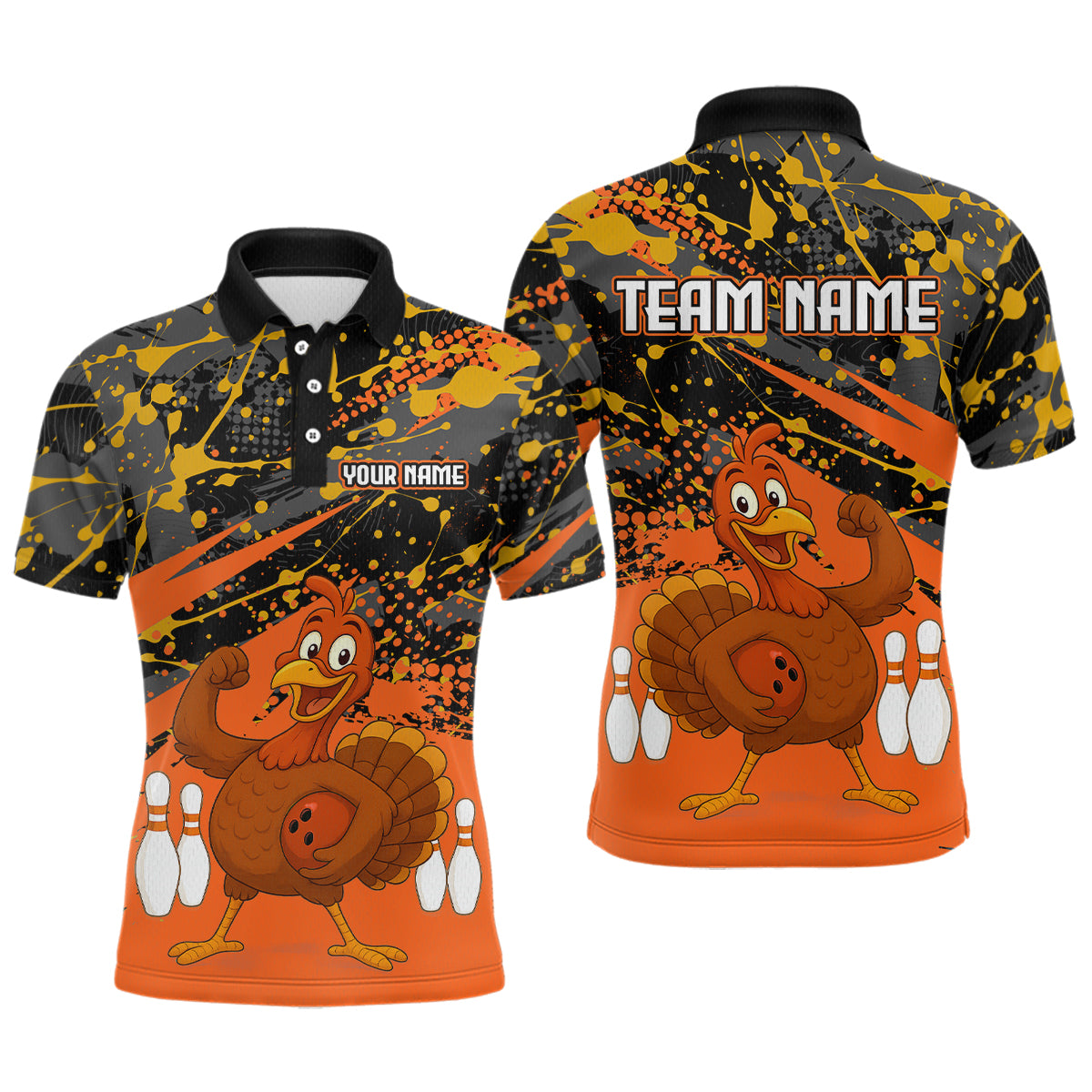 Orange Funny Turkey Bowling Team Shirt Bowling Jersey Thanksgiving Bowling Outfit