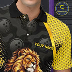 Custom Black & Yellow Lion Bowling Shirt Bowling Team Jersey Polo & 1/4-Zip