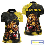 Custom Black & Yellow Lion Bowling Shirt Bowling Team Jersey Polo & 1/4-Zip