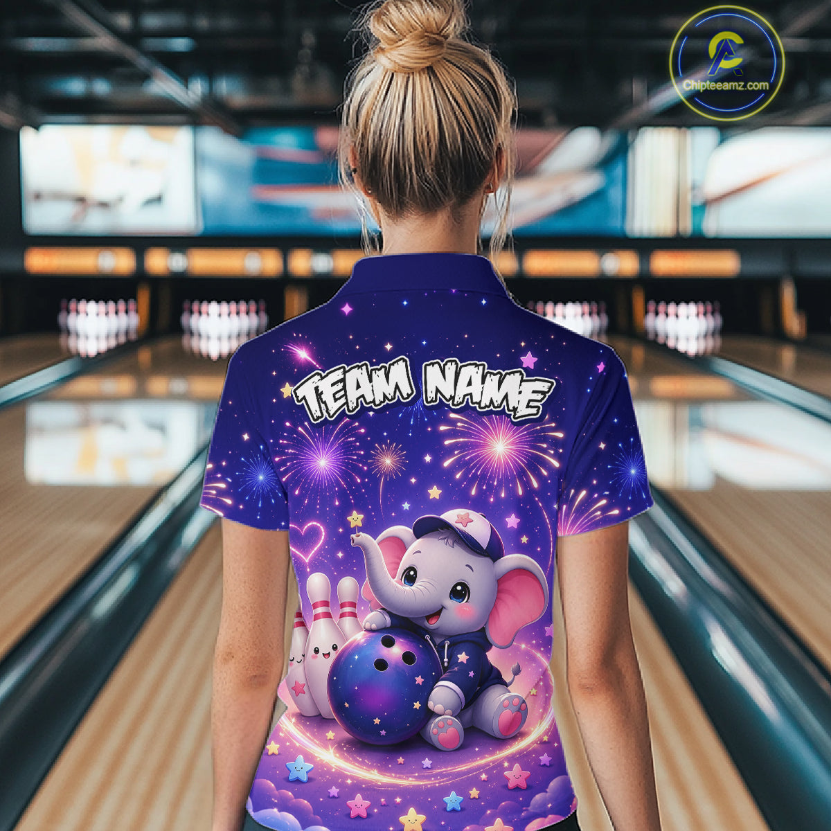 Custom Funny Elephant Firework Bowling Team Shirt Bowling Jersey Polo & 1/4-Zip