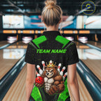 Custom Green Funny Bear Bowling Shirt Bowling Team Jersey Bowler Gift