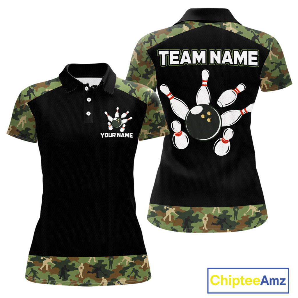 Custom Camouflage Bowling Shirt Bowling Team Jersey Polo & Quarter-Zip