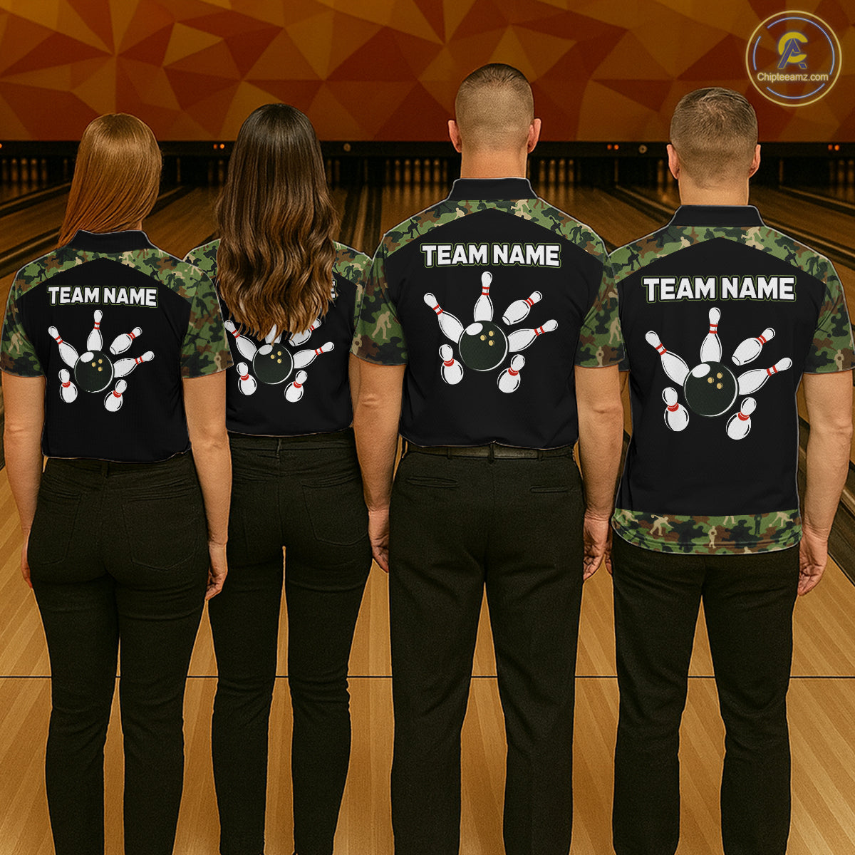 Custom Camouflage Bowling Shirt Bowling Team Jersey Polo & Quarter-Zip