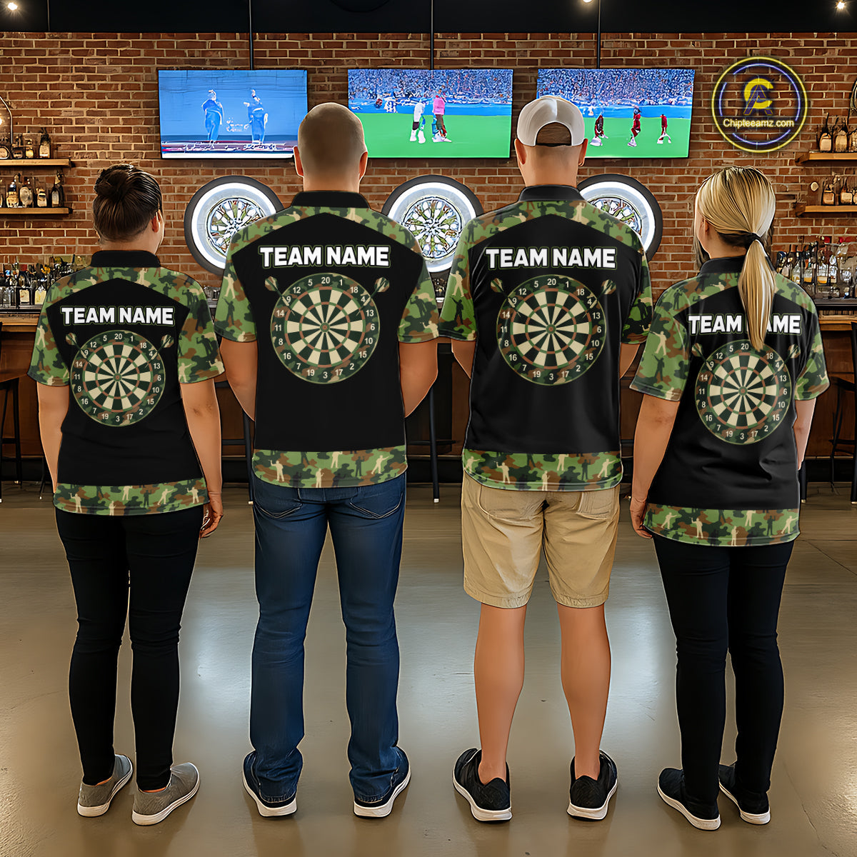 Custom Camouflage Dartboard Shirt Dart Team Jersey Polo & 1/4-Zip