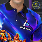 Funny Squirrel Bowling Shirt Custom Neon Blue Bowling Jersey Polo & 1/4-Zip
