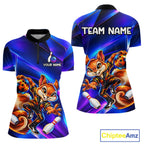Funny Squirrel Bowling Shirt Custom Neon Blue Bowling Jersey Polo & 1/4-Zip