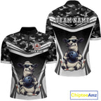 Custom Funny Cow Bowling Shirt Camo Bowling League Jersey Polo & Quarter-Zip