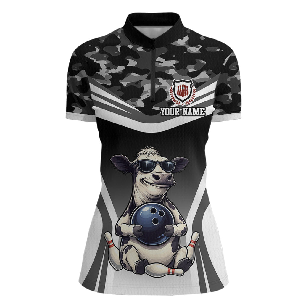 Custom Funny Cow Bowling Shirt Camo Bowling League Jersey Polo & Quarter-Zip