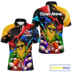 Custom Funny Corn Bowling Shirt Colorful Bowling Team Jersey Polo & 1/4-Zip