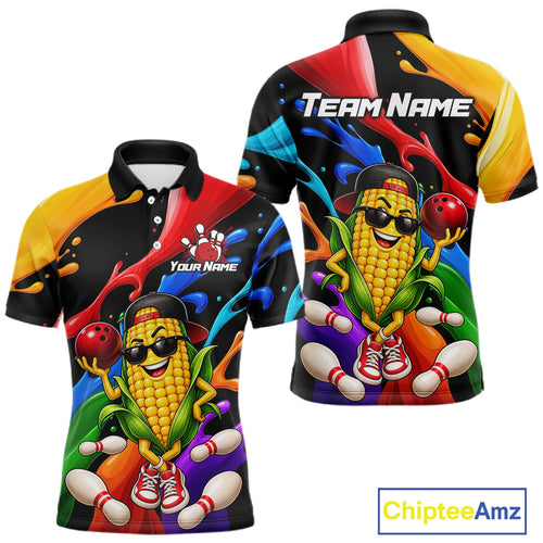 Custom Funny Corn Bowling Shirt Colorful Bowling Team Jersey Polo & 1/4-Zip