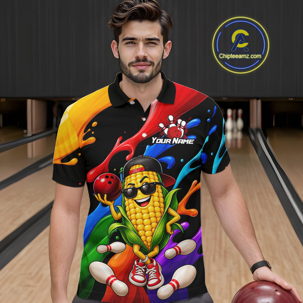 Custom Funny Corn Bowling Shirt Colorful Bowling Team Jersey Polo & 1/4-Zip
