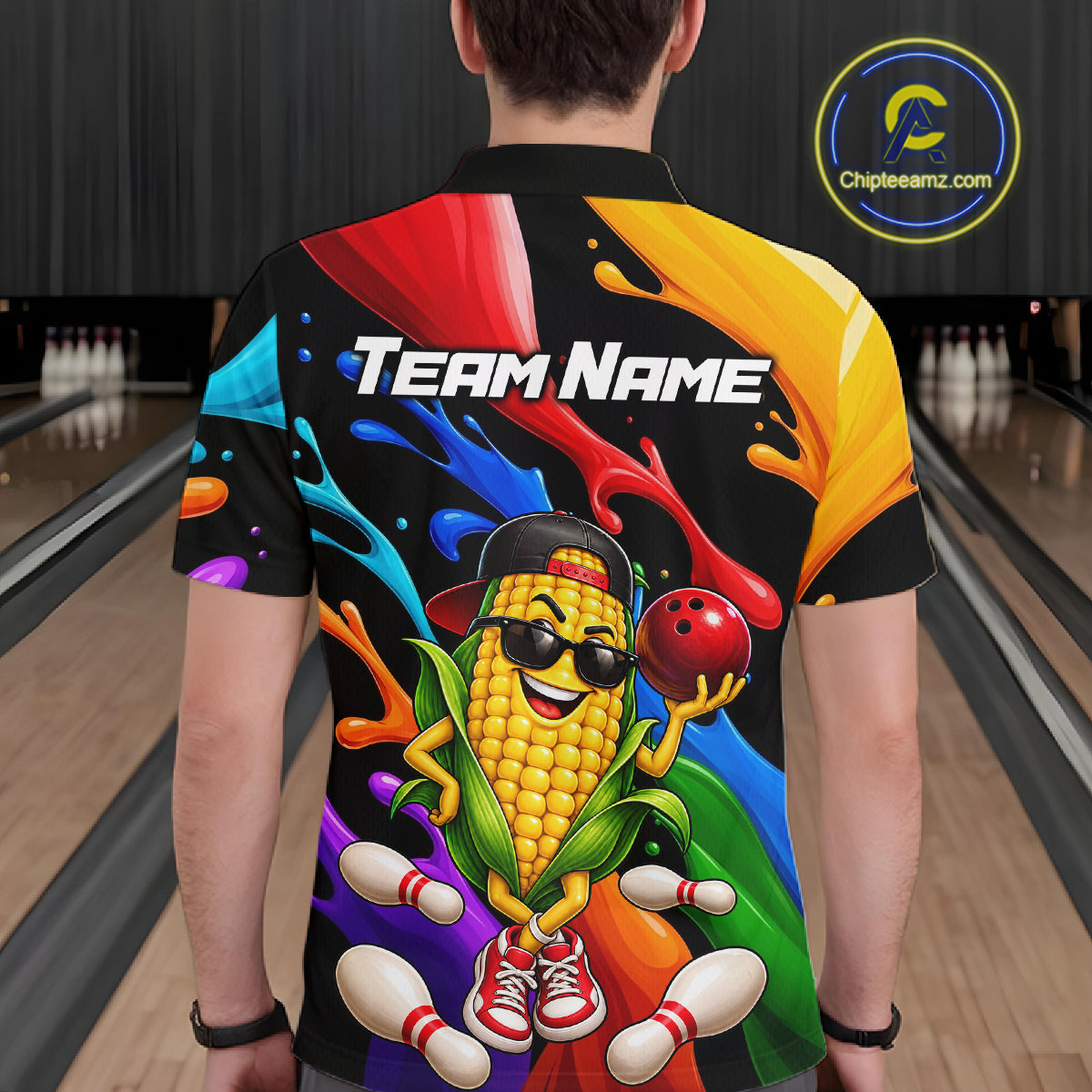 Custom Funny Corn Bowling Shirt Colorful Bowling Team Jersey Polo & 1/4-Zip