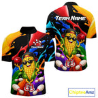 Custom Funny Corn Bowling Shirt Colorful Bowling Team Jersey Polo & 1/4-Zip