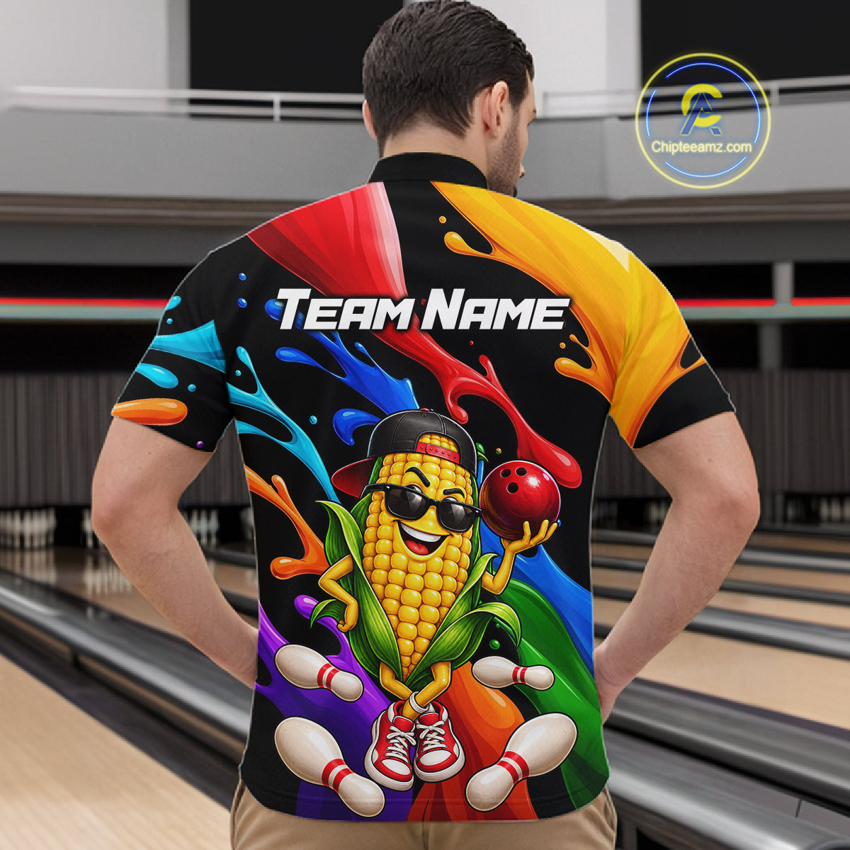 Custom Funny Corn Bowling Shirt Colorful Bowling Team Jersey Polo & 1/4-Zip