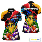 Custom Funny Corn Bowling Shirt Colorful Bowling Team Jersey Polo & 1/4-Zip