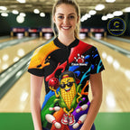 Custom Funny Corn Bowling Shirt Colorful Bowling Team Jersey Polo & 1/4-Zip