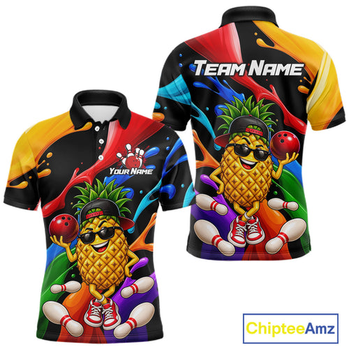 Custom Funny Pineapple Bowling Shirt Colorful Bowling Team Jersey Polo & 1/4-Zip
