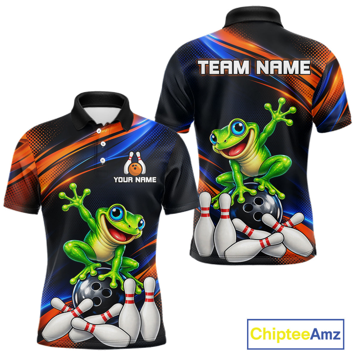 Custom Funny Frog Bowling Team Shirt Bowling League Jersey Polo & 1/4 Zip
