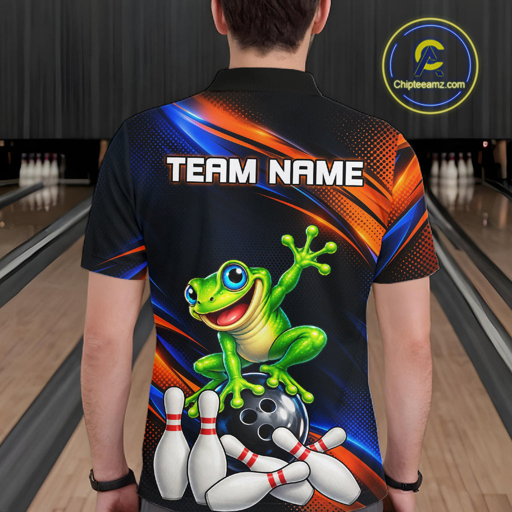 Custom Funny Frog Bowling Team Shirt Bowling League Jersey Polo & 1/4 Zip
