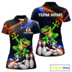Custom Funny Frog Bowling Team Shirt Bowling League Jersey Polo & 1/4 Zip
