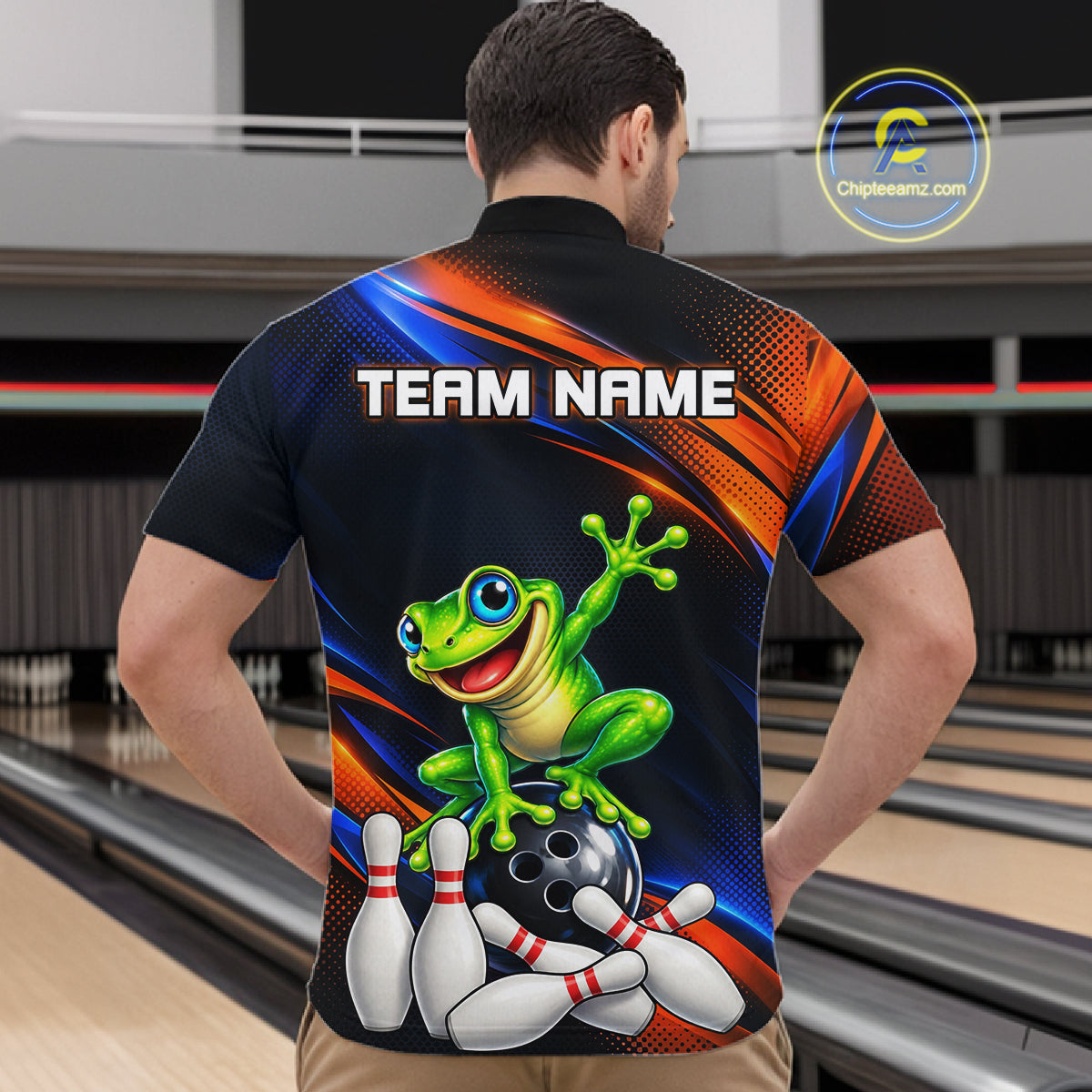 Custom Funny Frog Bowling Team Shirt Bowling League Jersey Polo & 1/4 Zip