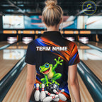 Custom Funny Frog Bowling Team Shirt Bowling League Jersey Polo & 1/4 Zip