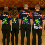 Custom Funny Frog Bowling Team Shirt Bowling League Jersey Polo & 1/4 Zip