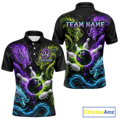 Multicolor Dragon Bowling Shirt Custom Bowling Jersey Polo & Quarter-Zip