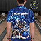 Custom Funny Raccoon Bowling Shirt Blue Bowling Jersey Polo & 1/4-Zip