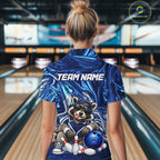 Custom Funny Raccoon Bowling Shirt Blue Bowling Jersey Polo & 1/4-Zip