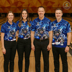 Custom Funny Raccoon Bowling Shirt Blue Bowling Jersey Polo & 1/4-Zip