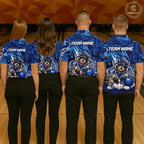 Custom Funny Raccoon Bowling Shirt Blue Bowling Jersey Polo & 1/4-Zip