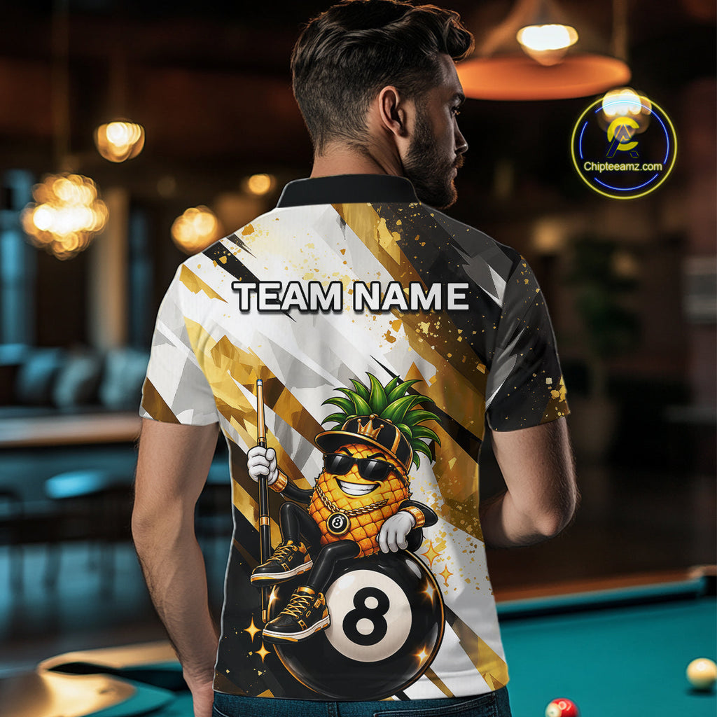Custom Funny Pineapple 8 Ball Billiard Team Shirt Billiard Pool Jersey Polo & 1/4-Zip