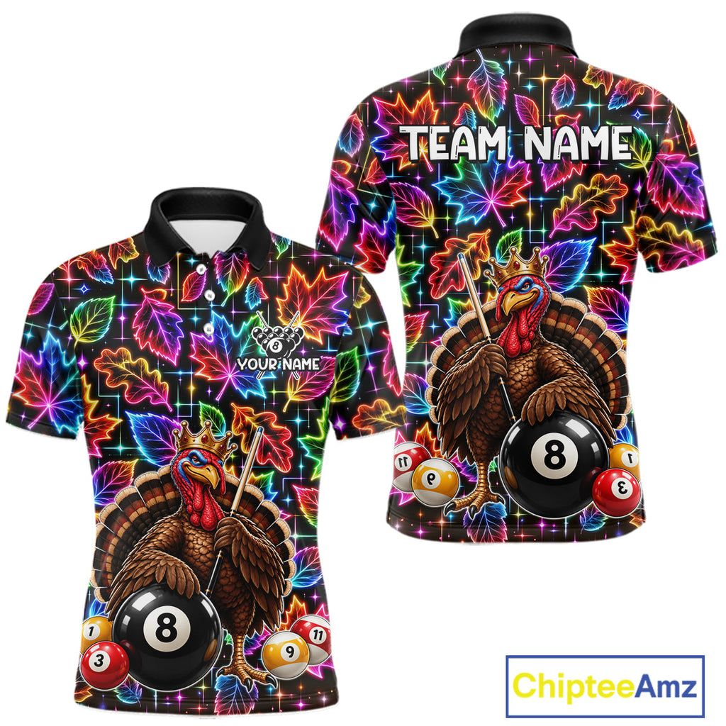 Custom Funny Turkey 8 Ball Billiard Shirts Team Neon Autumn Pool Jersey